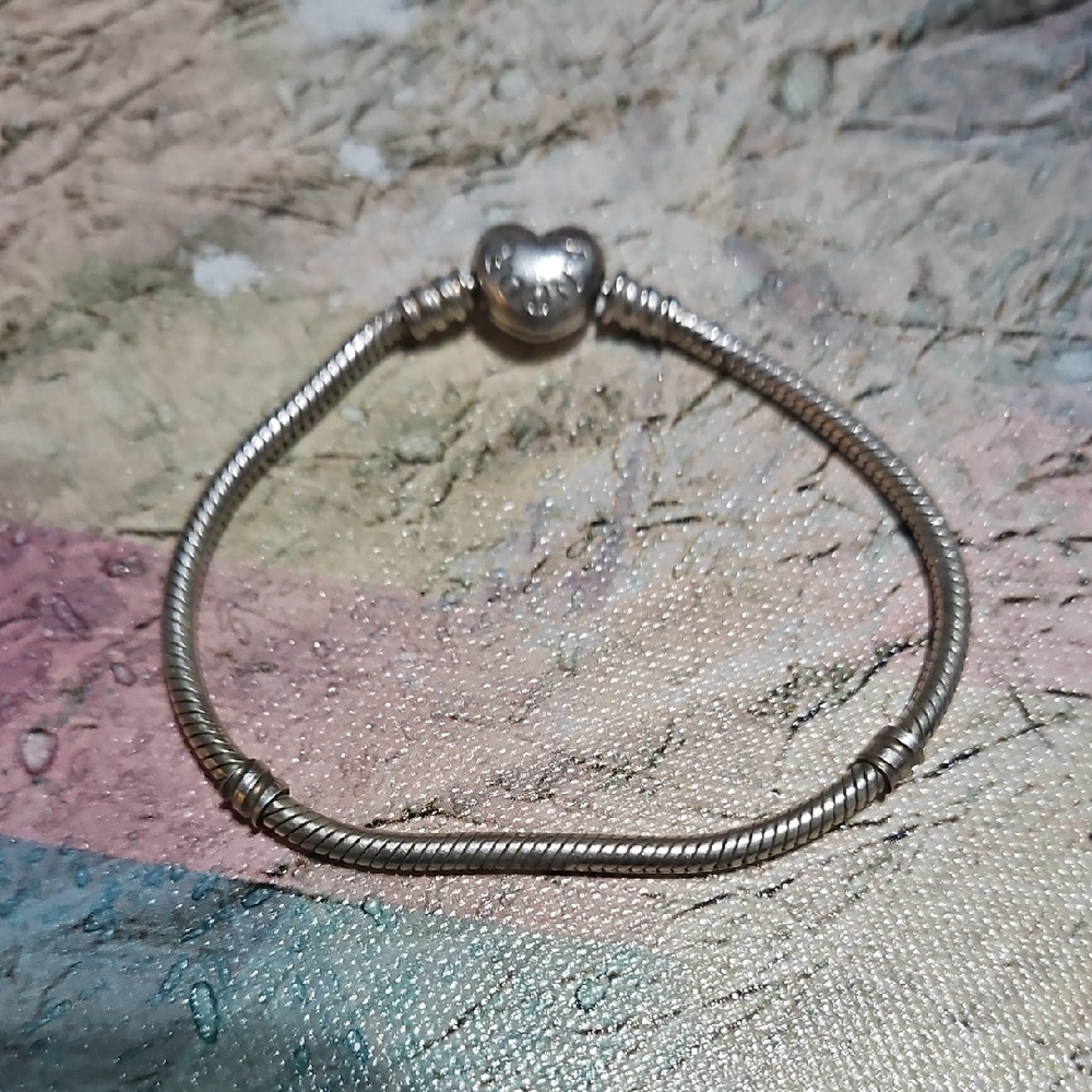Authentic Pandora Bracelet, Sterling Silver with Heart Clasp Bracelet